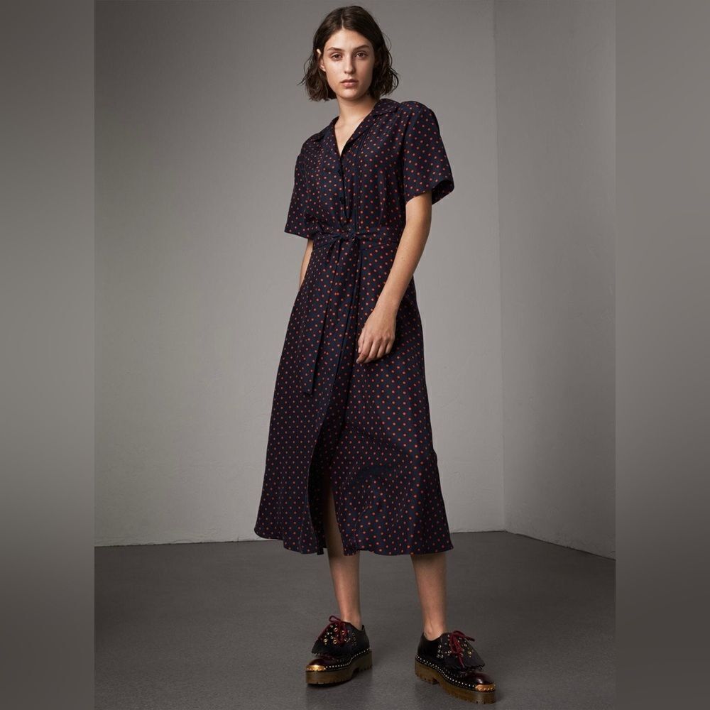 Burberry Silk Polka Dot Wrap Tea Dress